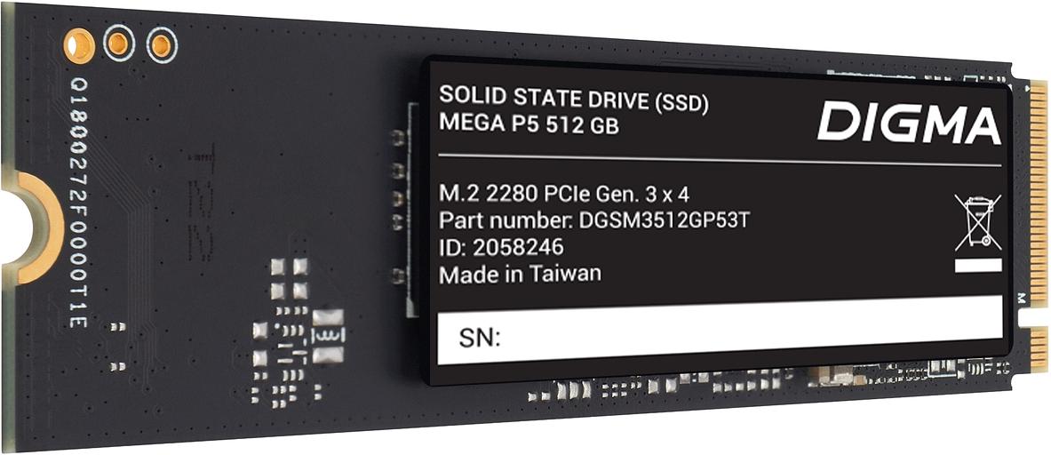 Накопитель SSD Digma PCIe 3.0 x4 512GB DGSM3512GP53T Mega P5 M.2 2280 фото 2