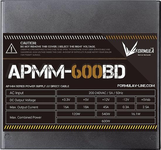 Блок питания Formula ATX 600W APMM-600BD 80+ bronze (20+4pin) APFC 120mm fan 5xSATA RTL фото 5