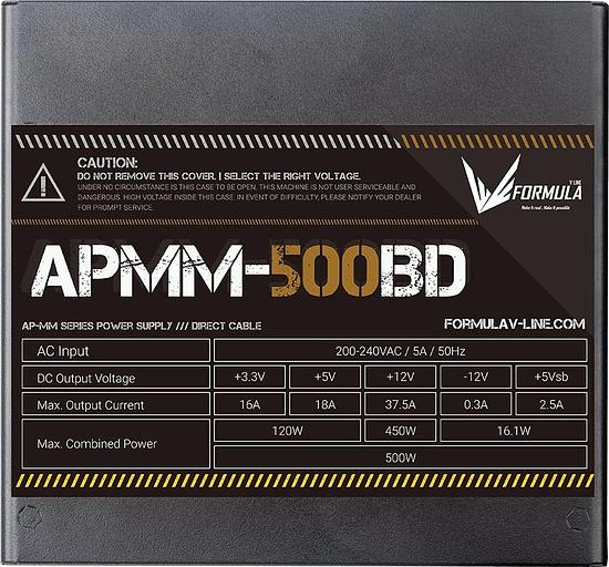 Блок питания Formula ATX 500W APMM-500BD 80+ bronze (20+4pin) APFC 120mm fan 5xSATA RTL фото 5