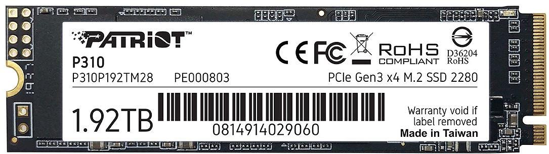 Накопитель SSD Patriot PCIe 3.0 x4 1920GB P310P192TM28 P310 M.2 2280 фото 1