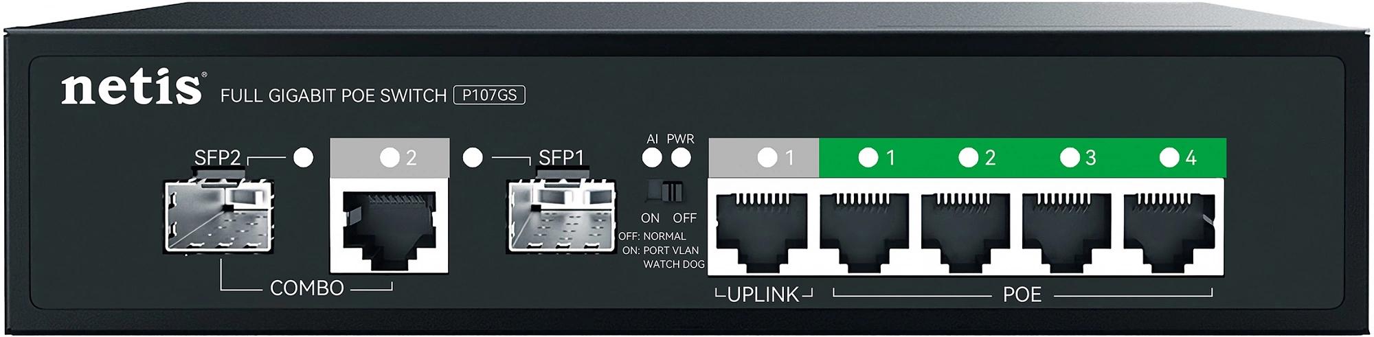 Коммутатор Netis P107GS 6x1Гбит/с 2SFP 4PoE 65W неуправляемый фото 2