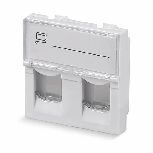 Rexant (03-0162) Вставка Mosaic 45x45, на 2 порта с прозрачной шторкой и увеличенным окном маркировки, белая фото 1
