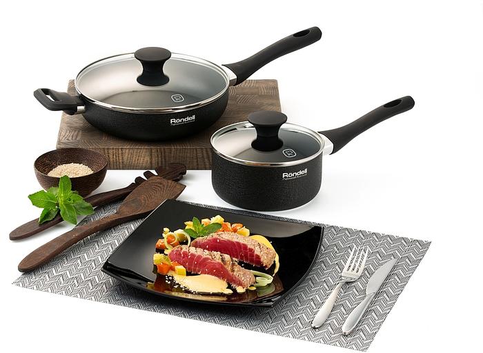 Сотейник Rondell Infinity RDA-574 d=24см (с крышкой) черный фото 5