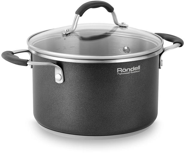 Кастрюля Rondell Stern RDS-010 3.9л. d=20см (с крышкой) серый фото 2