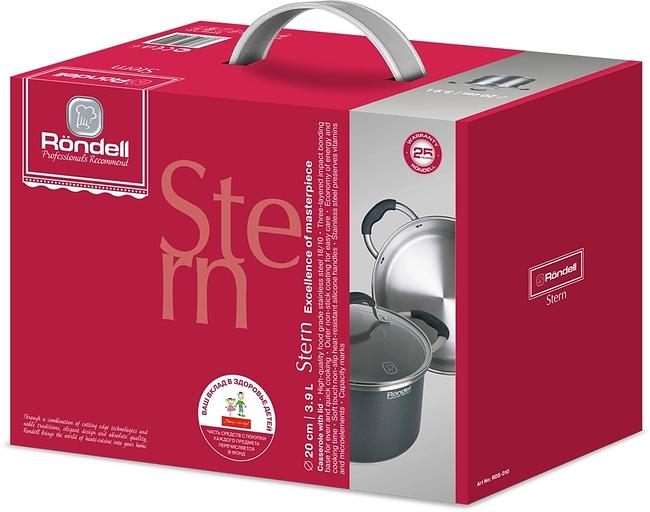 Кастрюля Rondell Stern RDS-010 3.9л. d=20см (с крышкой) серый фото 6