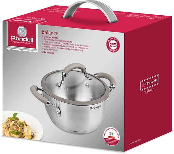 Кастрюля Rondell Balance RDS-755 5л. d=24см (с крышкой) стальной фото 6