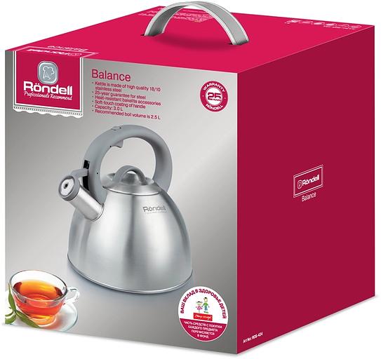 Чайник металлический Rondell Balance RDS-434 3л. стальной фото 4