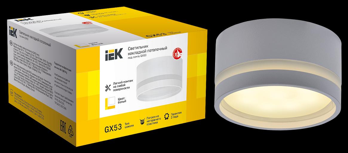 LIGHTING Светильник 4032 накладной потолочный под лампу GX53 белый IEK фото 4