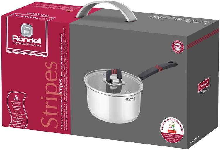 Ковш Rondell Stripes RDS-1635 2л. d=18см (с крышкой) стальной фото 5