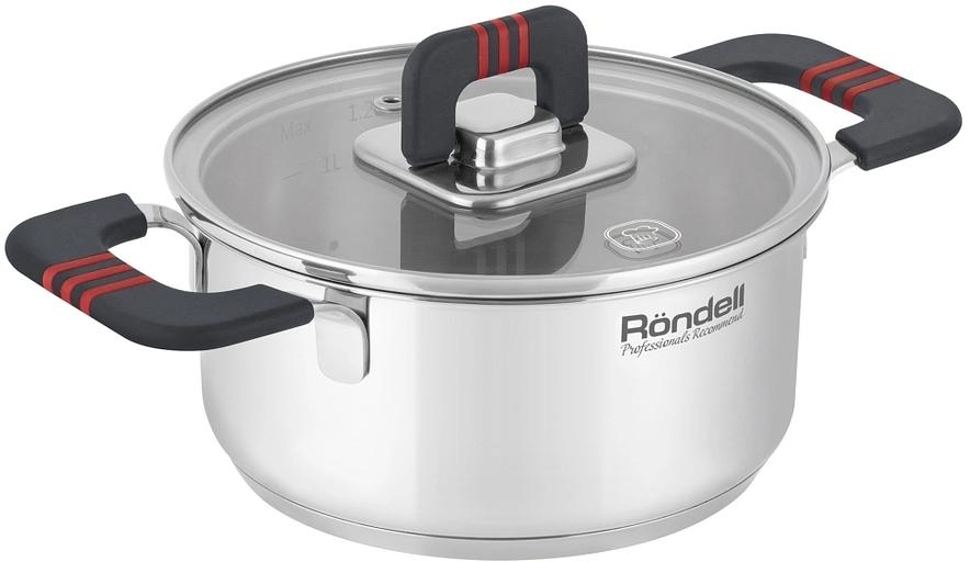 Кастрюля Rondell Stripes RDS-1636 1.2л. d=16см (с крышкой) стальной фото 1
