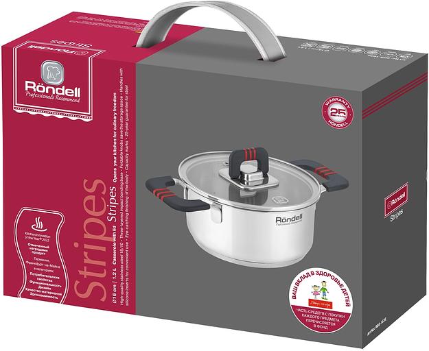 Кастрюля Rondell Stripes RDS-1636 1.2л. d=16см (с крышкой) стальной фото 6