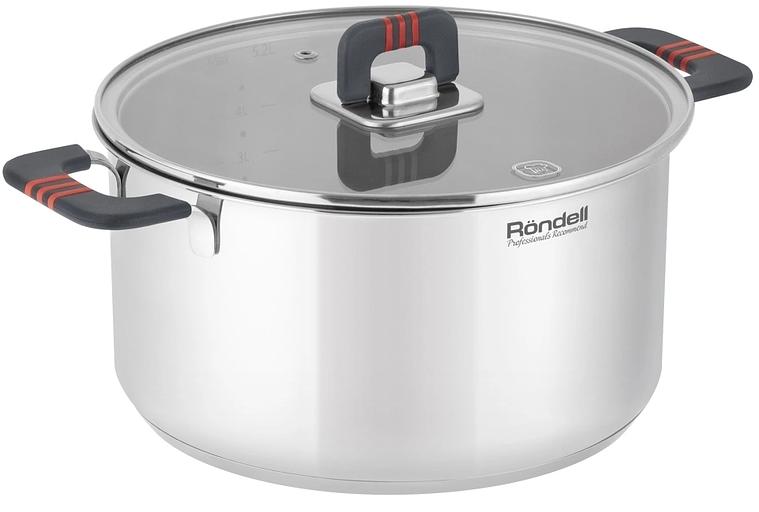 Кастрюля Rondell Stripes RDS-1638 5.2л. d=24см (с крышкой) стальной фото 1