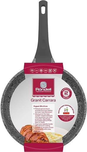 Сковорода Rondell Granit Carrara RDA-1846 круглая 28см покрытие: Quantum2 ручка несъемная (без крышки) серый фото 5