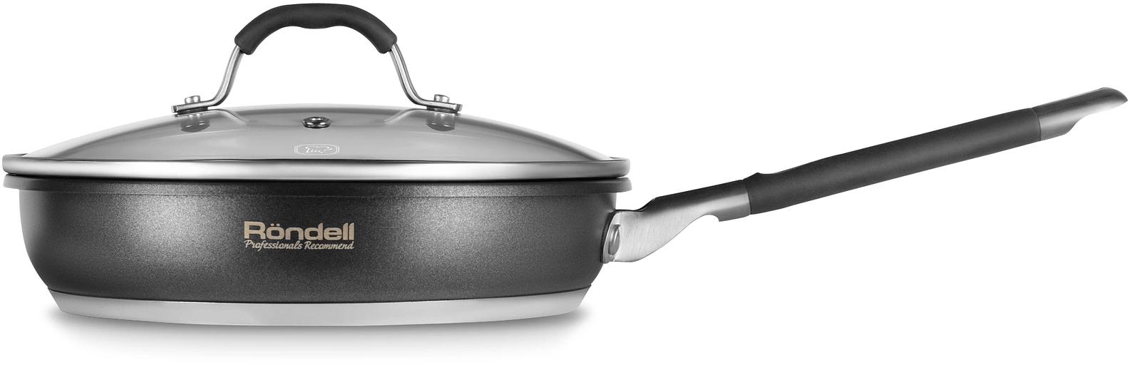 Сковорода Rondell Stern RDS-1264 круглая 26см покрытие: Excalibur (с крышкой) серый фото 2