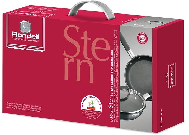 Сковорода Rondell Stern RDS-1264 круглая 26см покрытие: Excalibur (с крышкой) серый фото 5