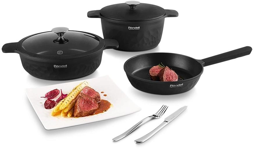 Сковорода Rondell ArtDeco RDA-1257 круглая 28см покрытие: TriTitan ручка несъемная (без крышки) черный фото 6