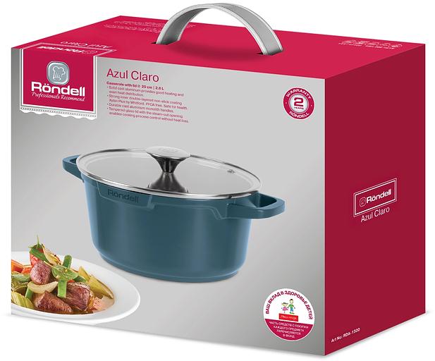 Кастрюля Rondell Azul Claro RDA-1501 4.5л. d=24см (с крышкой) синий фото 3