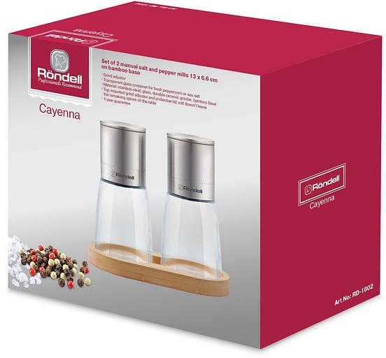 Мельница для перца/соли Rondell Cayenna RD-1802 стальной наб.:2предм. фото 2
