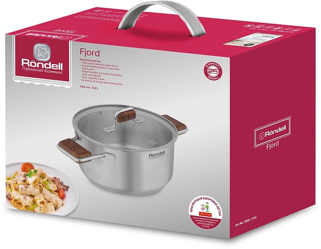 Кастрюля Rondell Fjord RDS-1792 5.2л. d=24см (без крышки) стальной фото 7