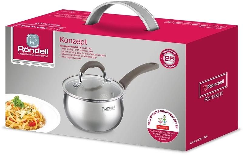 Ковш Rondell Konzept RDS-1228 1.1л. d=14см (с крышкой) стальной фото 6