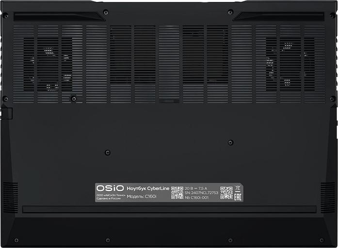 Ноутбук Osio CyberLine C160i-003 Core i5 12600H 16Gb SSD512Gb NVIDIA GeForce RTX4060 8Gb 16" IPS WUXGA (1920x1200) noOS brown WiFi BT Cam 3410mAh фото 8