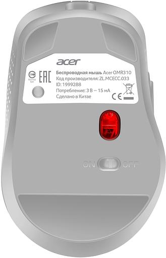 Мышь Acer OMR310 светло-серый оптическая 1600dpi беспров. BT/Radio USB (ZL.MCECC.033) фото 2