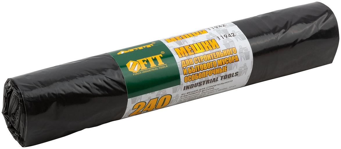 Мешки для строительного мусора, ПВД особопрочные, 240 л, 900х1400 мм, толщина 35 мкм, 10 шт фото 1
