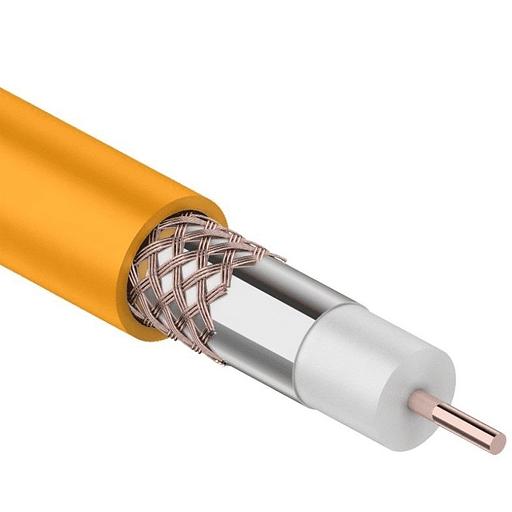 REXANT (01-2654) Кабель коаксиальный RG-6U+Cu нг(А)-HF, Cu/Al/Cu, 64%, 75 Ом, бухта 100 м, оранжевый фото 1