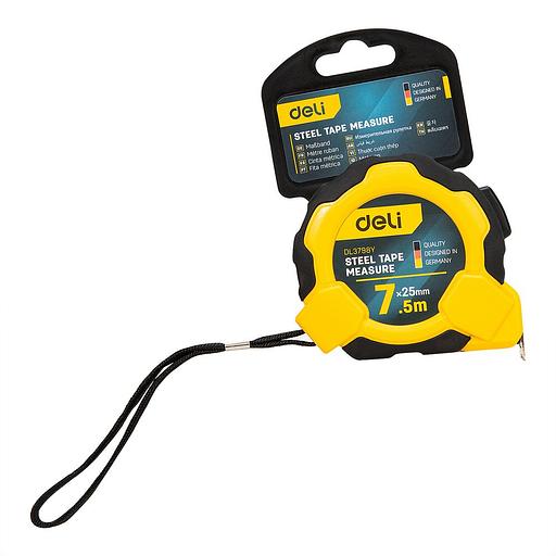Измерительный и разметочный инструмент Deli Рулетка Deli DL3798 7,5м*25мм, Автостоп, ударопрочный корпус, метрическая фото 5