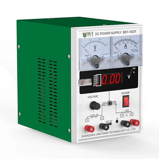 Лабораторный источник питания BST-1503T 15В, 3А, цифровой и аналоговый дисплей, 1 канал фото 2