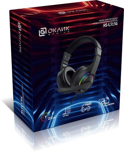 Наушники с микрофоном Оклик HS-L315G черный 1.8м накладные USB оголовье (2007552) фото 7