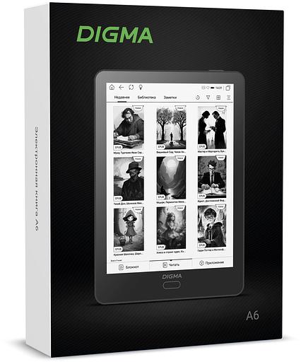 Электронная книга Digma A6 6" E-Ink Carta 758x1024 600MHz 1Gb/4Gb/SD/microSDHC/подсветка дисплея темно-серый фото 3