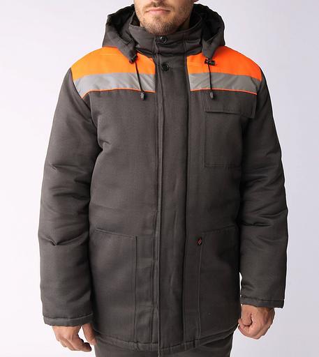 Костюм зимний Партнер NEW (Смесовая, 210) п/к, темно-серый/оранжевый,56-58,170-176 фото 6