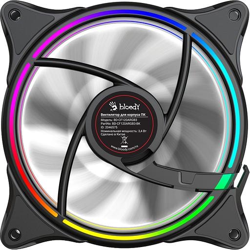 Вентилятор для корпуса Bloody BD-CF120ARGB3 ARGB 120х120x25 черный 4-pin 27дБ (BD-CF120ARGB3-BK) Ret фото 6