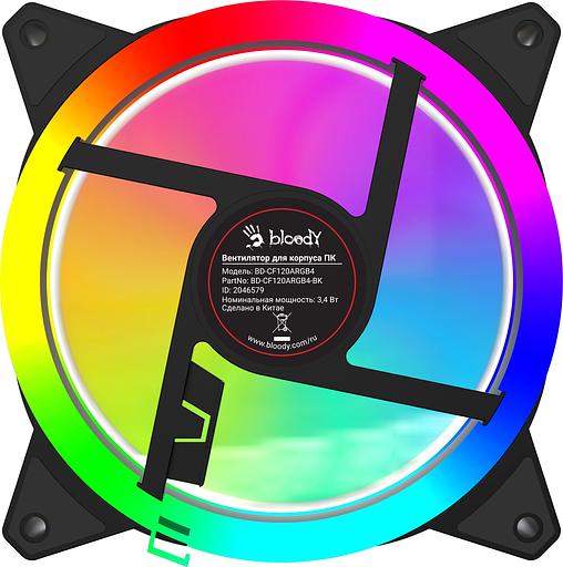 Вентилятор для корпуса Bloody BD-CF120ARGB4 ARGB 120х120x25 черный 4-pin 27дБ (BD-CF120ARGB4-BK) Ret фото 4