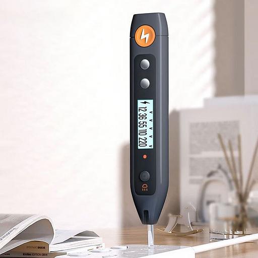 Индикаторная отвертка-тестер напряжения цифровая "Home Series Gray" Deli HT7005 (12-250 В, фонарик, батарейки в комплекте) фото 2