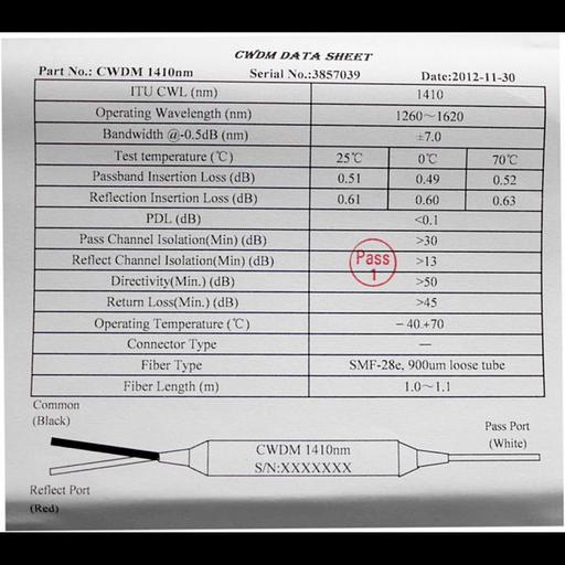 CWDM-фильтр, длина волны 1310нм, без коннекторов фото 2