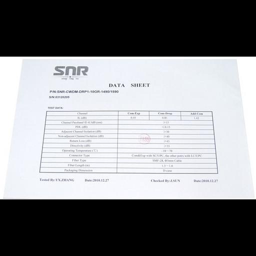 Модуль Add/Drop SNR-CWDM-10GR-OADM1-1490/1590 фото 3