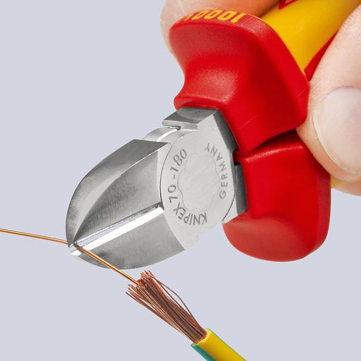 Бокорезы VDE 1000V резка - мягкая проволока 4мм проволока средней твердости 3мм твердая проволока 25мм L=180мм 62HRC диэлкектрические хромированные двухкомпонентные рукоятки фото 4