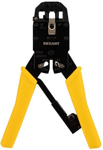 Инструмент обжимной Rexant HT-200R 12-3442 для RJ-45/RJ-12/RJ-11 желтый фото 1