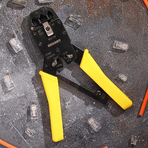 Инструмент обжимной Rexant HT-200R 12-3442 для RJ-45/RJ-12/RJ-11 желтый фото 5