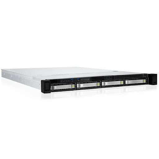 Корпус In-Win IW-RS104-07 Single 650w Acbel/FAN 4056mm*6/SLIMSAS*4 BP)/2.5"/3.5" hot-swap HDD tray (gray color)*4/28"RAIL/power cord*2/I/O shield universal/ Riser Card for 1Uxx-07 series, PCIe Gen 3 x 16, left-facing 90degree фото 1