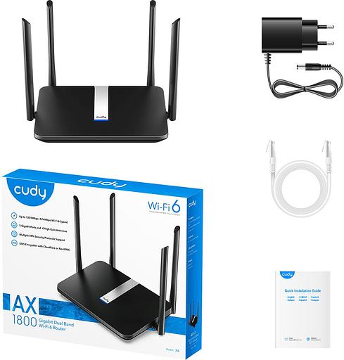 Роутер Cudy X6 AX1800 Wi-Fi черный фото 2