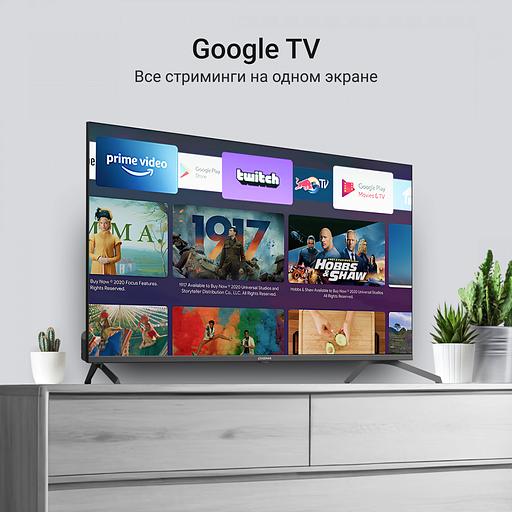 Телевизор QLED Digma 43" DM-LED43UQB31 Google TV Frameless Metal черный/черный 4K Ultra HD 60Hz MEMC DVB-T DVB-T2 DVB-C DVB-S DVB-S2 USB WiFi Smart TV фото 3