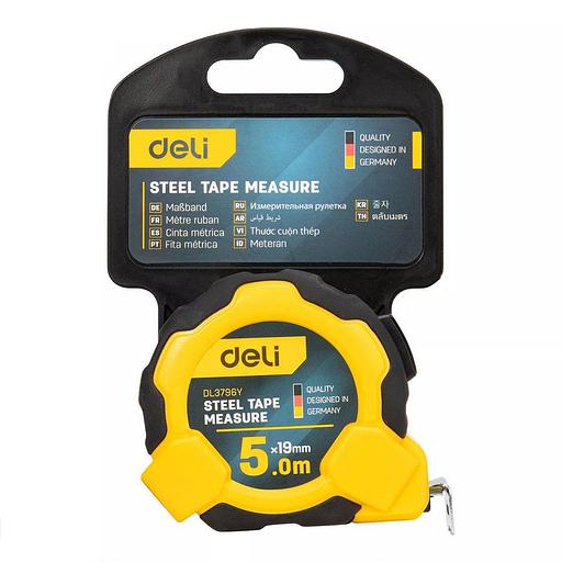Измерительный и разметочный инструмент Deli Рулетка Deli DL3796 5м*19мм, Автостоп, ударопрочный корпус, метрическая фото 1