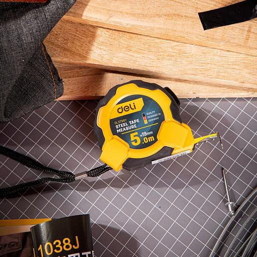 Измерительный и разметочный инструмент Deli Рулетка Deli DL3796 5м*19мм, Автостоп, ударопрочный корпус, метрическая фото 3