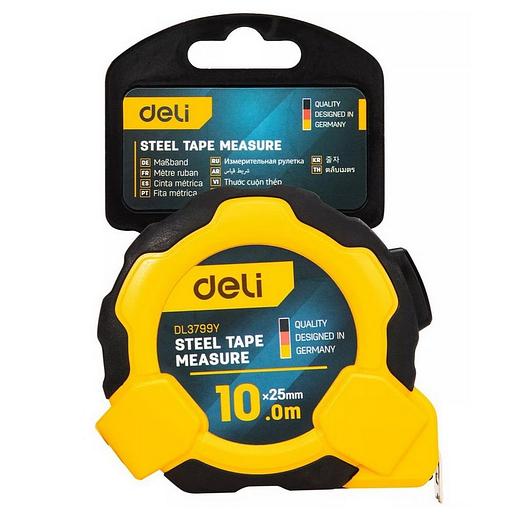 Измерительный и разметочный инструмент Deli Рулетка Deli DL3799 10м*25мм, Автостоп, ударопрочный корпус, метрическая фото 5