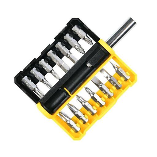 Набор оснастки Deli Набор бит 14 шт c держателем Deli DL251201 (SL4,SL5,SL6,PH0,PH1,PH2,PH3,T15,T20,T25,H5,H6,PZ1,PZ2), сталь S2, пласт.держатель фото 1