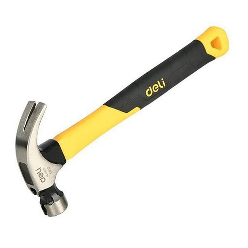 Ударно-рычажный инструмент Deli Молоток-гвоздодер Deli DL5002F 450 гр магнит, противоскользящий боек, фиберглассовая рукоять фото 1
