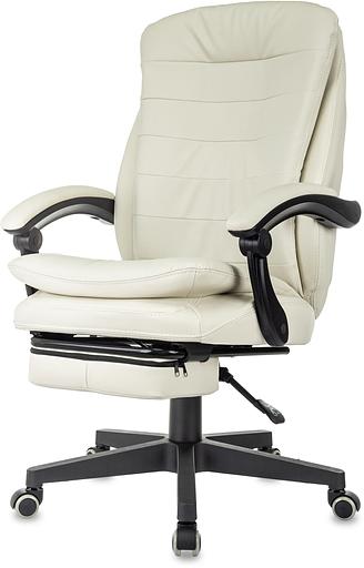 Кресло руководителя Бюрократ T-9950MSG-F слоновая кость эко.кожа крестов. пластик подст.для ног фото 3